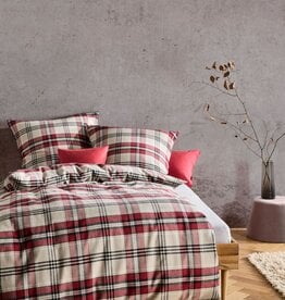  fleuresse – Hochwertige Bettwäsche Fleuresse LECH - Flanell Bettwäsche - Rot-Beige karriert  604465