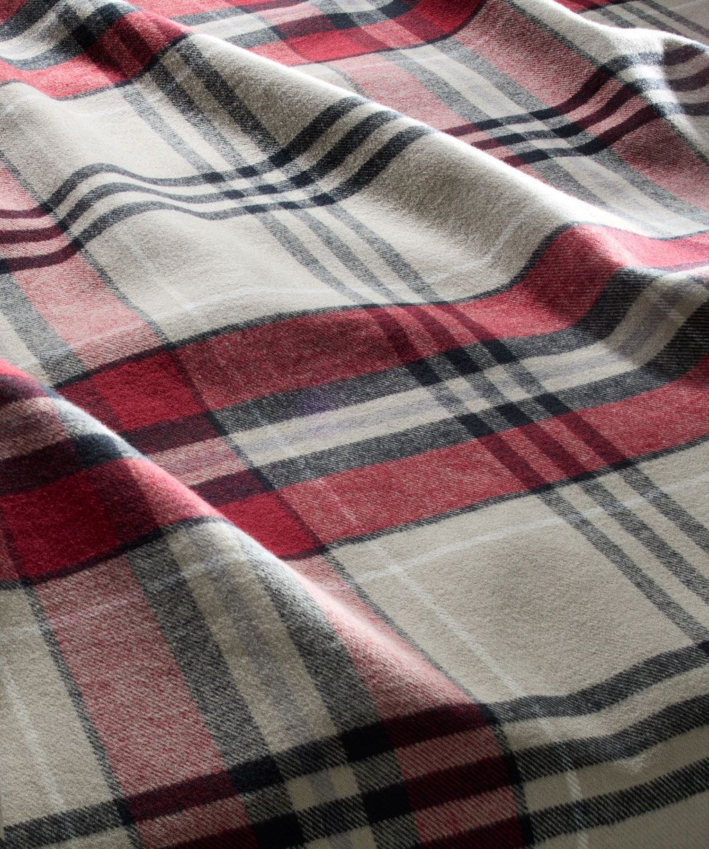 fleuresse – Hochwertige Bettwäsche Fleuresse LECH - Flanell Bettwäsche - Rot-Beige karriert   604465