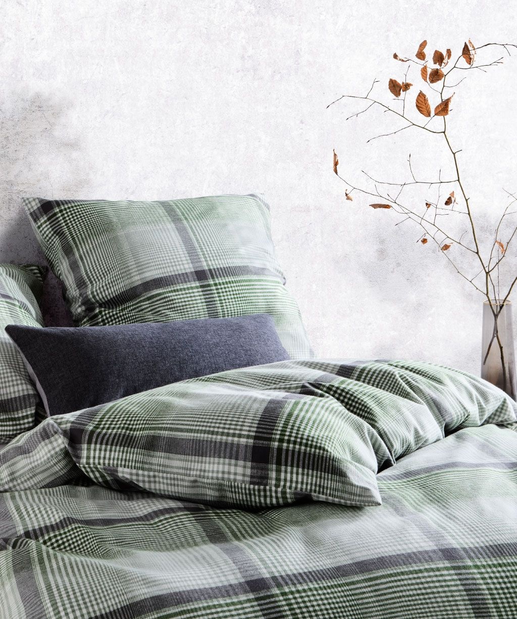 fleuresse – Hochwertige Bettwäsche Fleuresse LECH - Flanell Bettwäsche - grün fb.15   604385