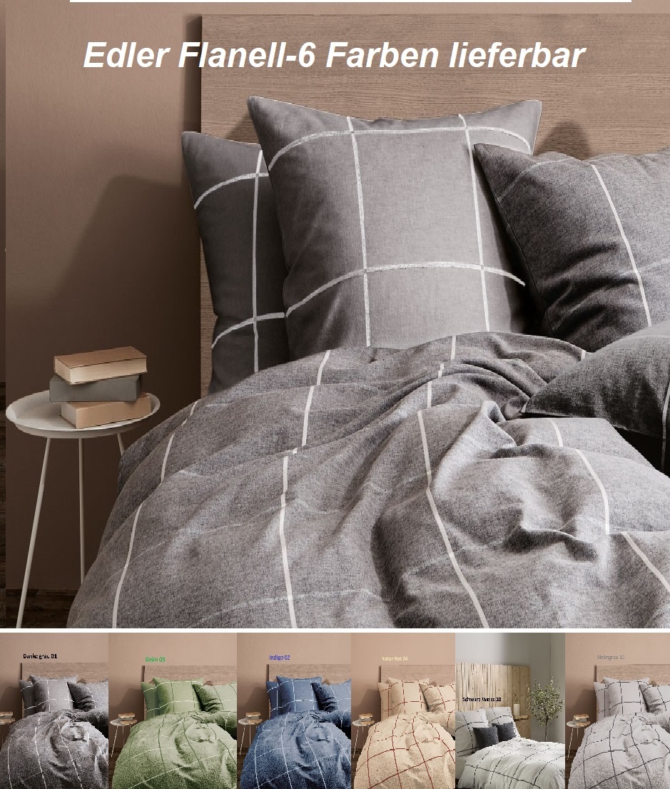 fleuresse – Hochwertige Bettwäsche Fleuresse LECH - Flanell Bettwäsche -fein kariert - 6 farben 604311