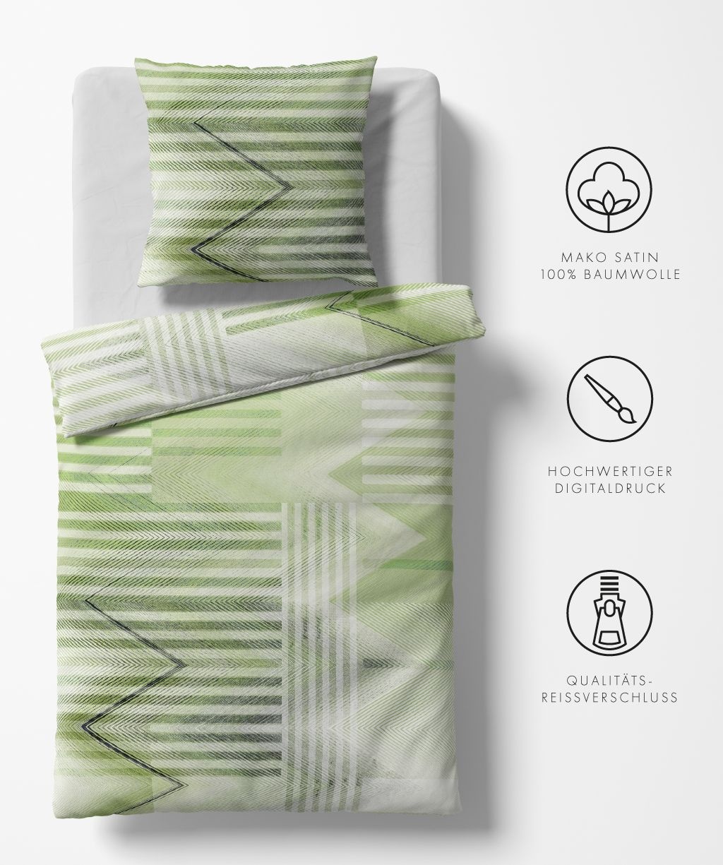 fleuresse – Hochwertige Bettwäsche Fleuresse BED ARTS - Mako-Satin - Grün 114350