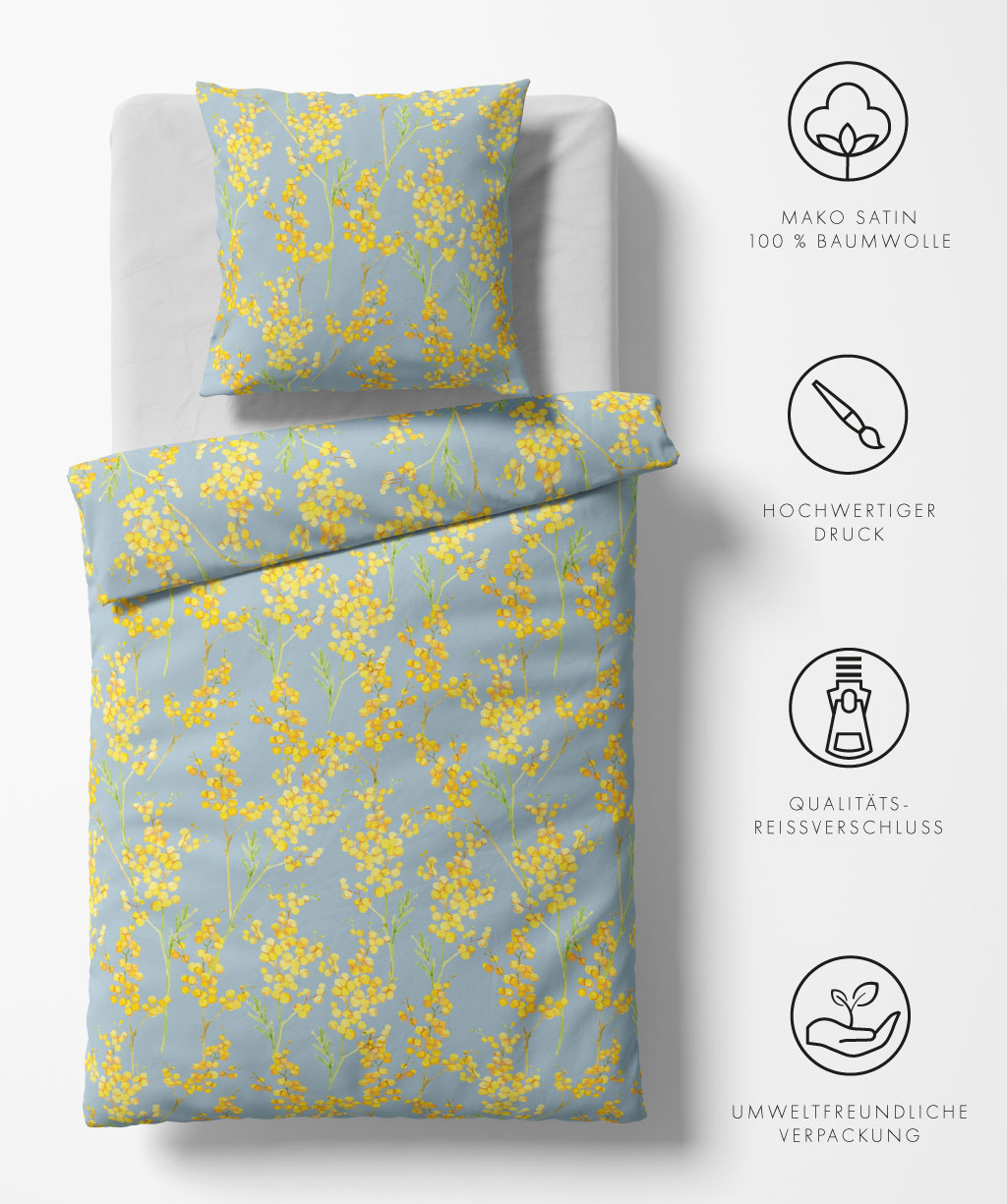 fleuresse – Hochwertige Bettwäsche Fleuresse Modern Garden - Mako-Satin - 114411 Blau