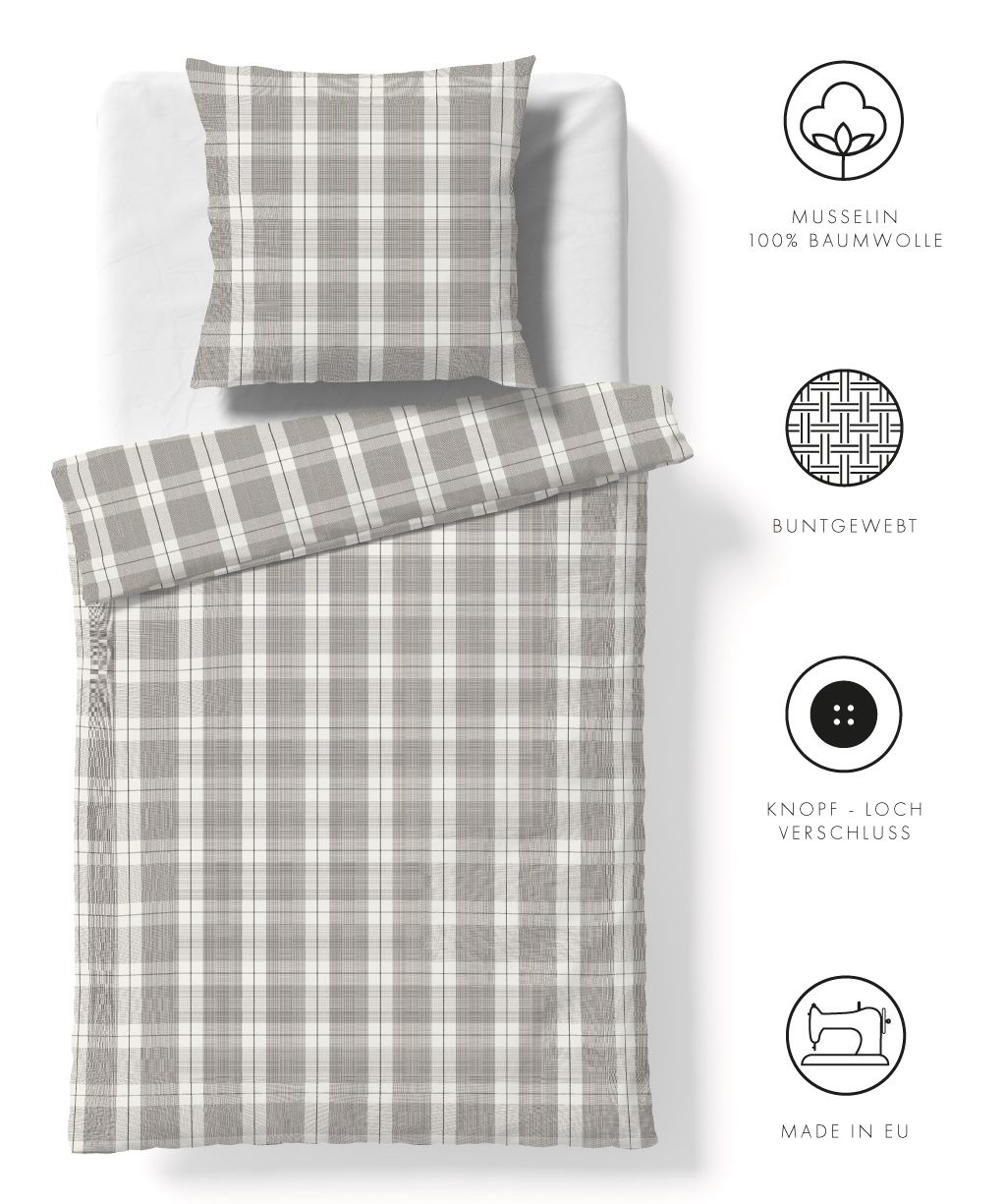 fleuresse – Hochwertige Bettwäsche Fleuresse FARO bügelfreie Musselin Bettwäsche 100% Baumwolle 624532