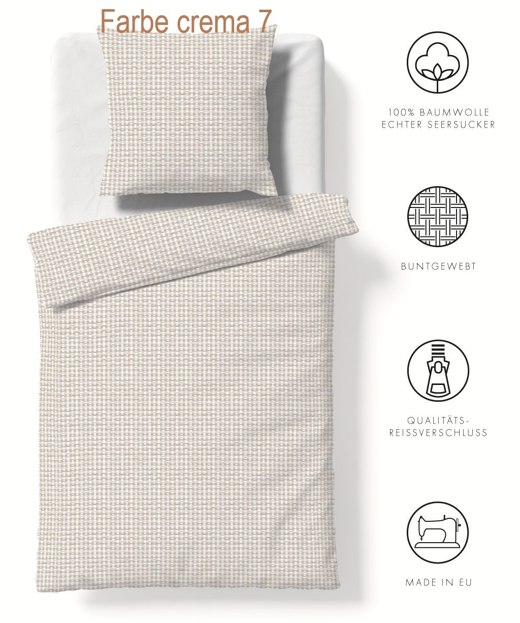 fleuresse – Hochwertige Bettwäsche Seersucker Bettwäsche bügelfrei-RIO-443027-5 Farben