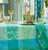 Garnier Thiebaut GT Tischdecke Damast  Mille Feullages turquoise- beschichtet abwaschbar