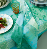 Garnier Thiebaut GT Tischdecke Damast  Mille Feullages turquoise- beschichtet abwaschbar