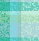 Garnier Thiebaut GT Tischdecke Damast  Mille Feullages turquoise- beschichtet abwaschbar