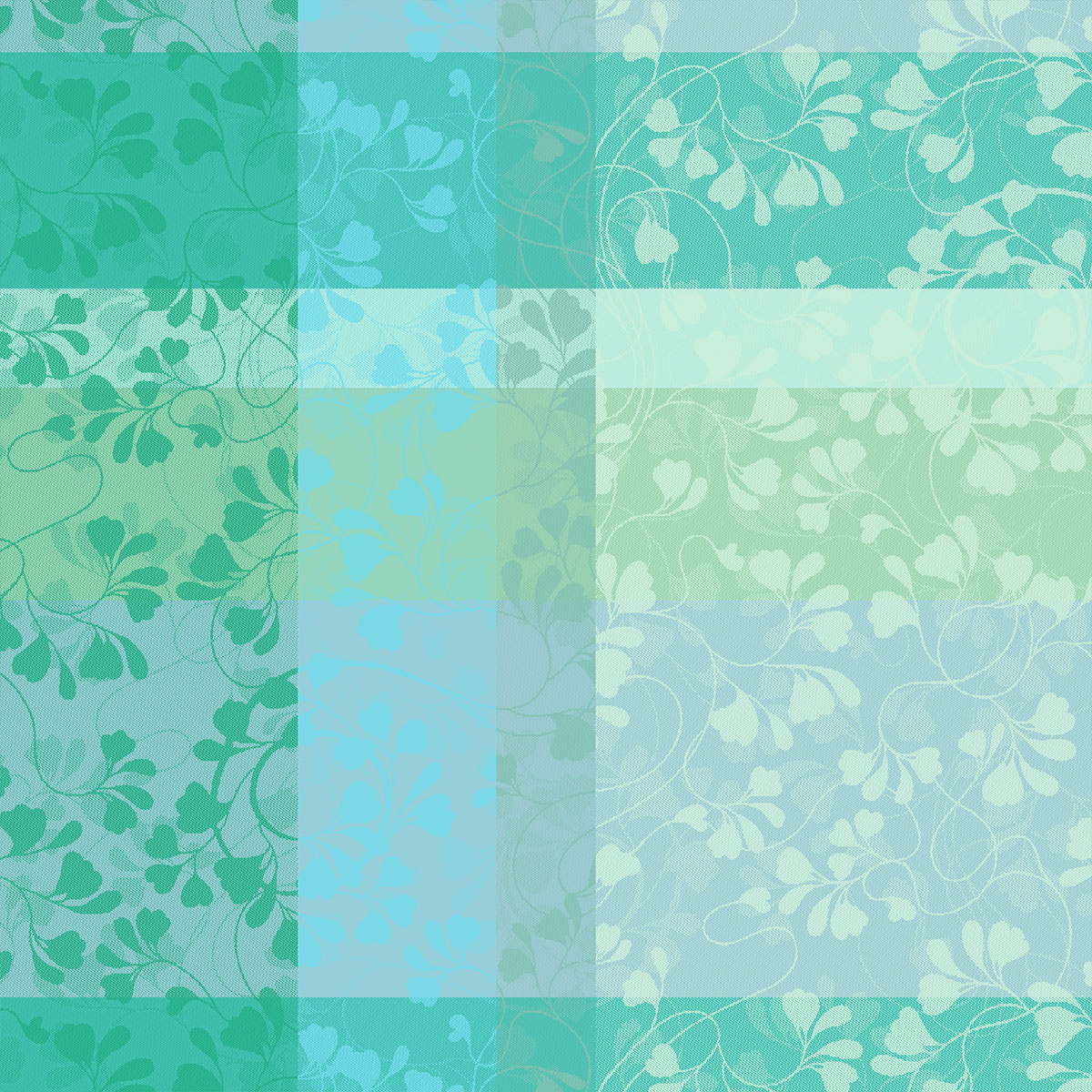 Garnier Thiebaut GT Tischdecke Damast  Mille Feullages turquoise- beschichtet abwaschbar