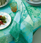 Garnier Thiebaut GT Tischdecke Damast  Mille Feullages turquoise- beschichtet abwaschbar