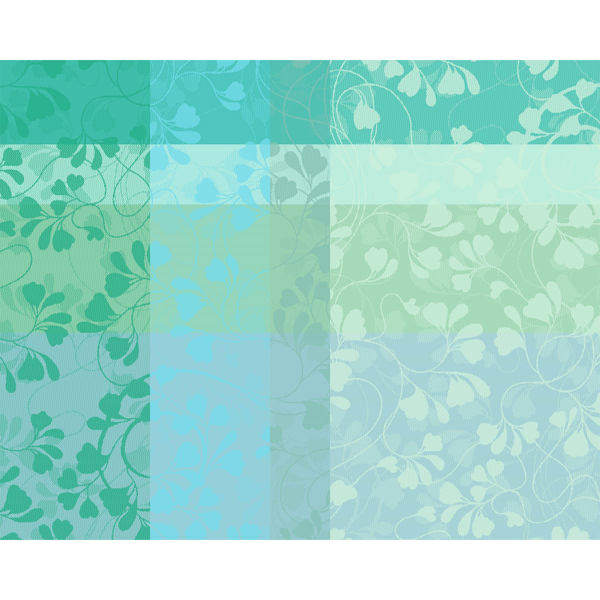 Garnier Thiebaut GT Tischdecke Damast  Mille Feullages turquoise- beschichtet abwaschbar