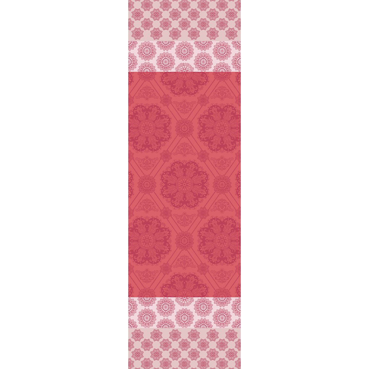 Garnier Thiebaut   GT Tischdecke Damast  MILLE ROSACES framboise - beschichtet abwaschbar