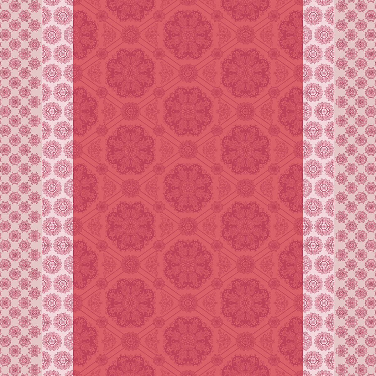 Garnier Thiebaut   GT Tischdecke Damast  MILLE ROSACES framboise - beschichtet abwaschbar