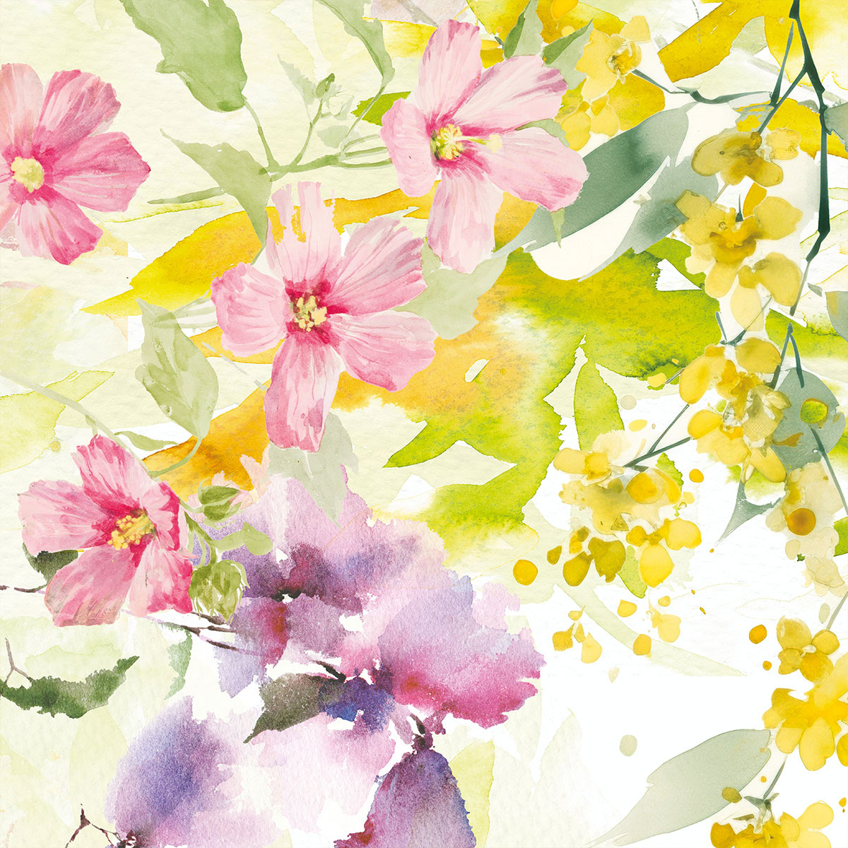 Garnier Thiebaut   Garnier Thiebaut Tischdecke  SOUFFLE-FLEURI_PRINTEMPS- Halbleinen vorgewaschen