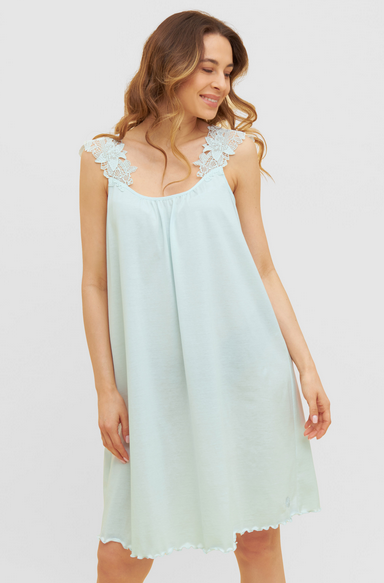Féraud - Rösch FÉRAUD Nachthemd Spitze, Ärmellos feiner Single Jersey  100% Baumwolle - Fb.crystal