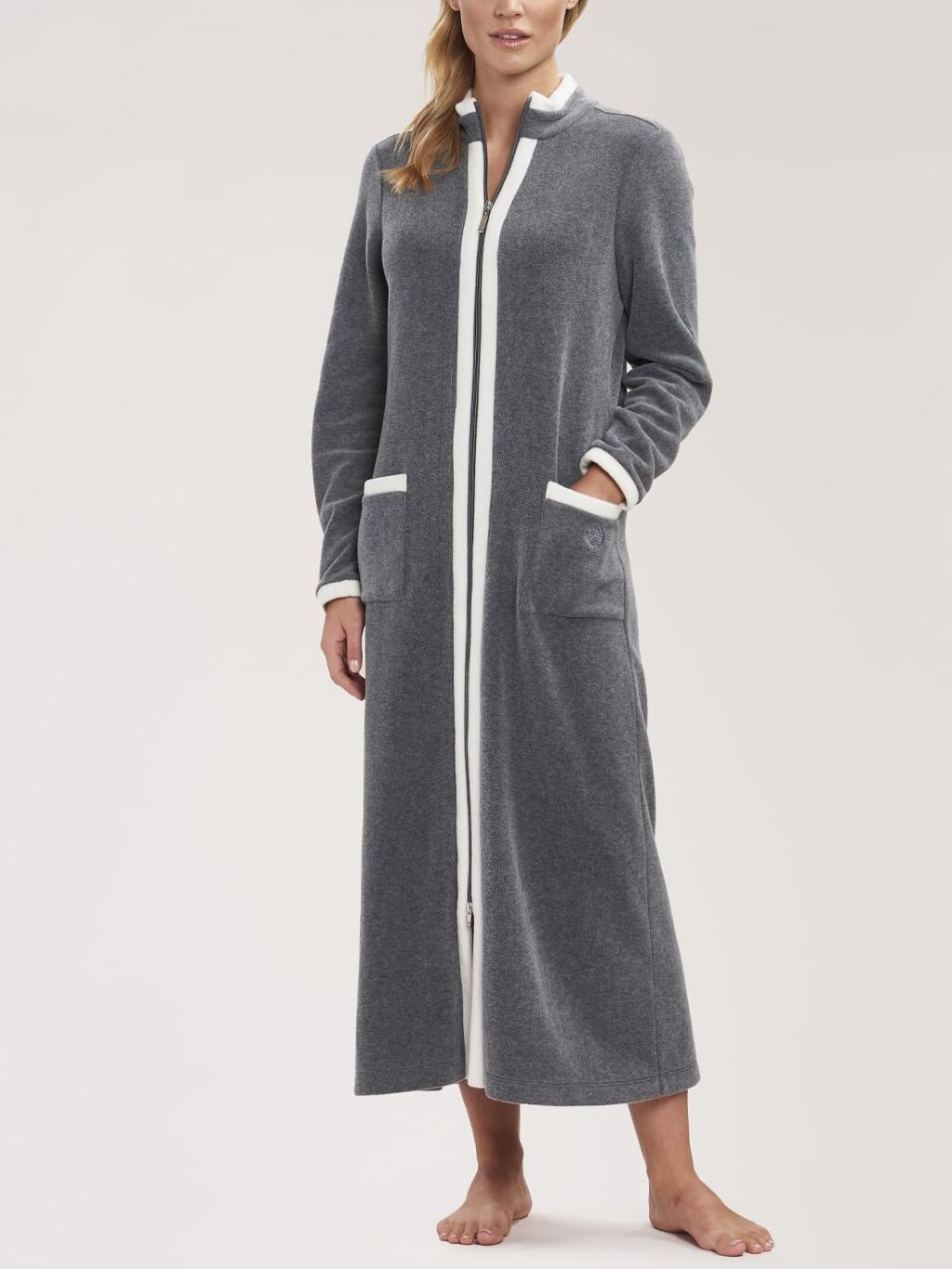Féraud - Rösch  FÉRAUD Kuscheliger Bademantel lang Hausmantel mit Reißverschluß Fleece Fb.dunkelgrau