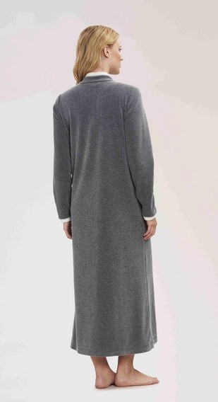 Féraud - Rösch  FÉRAUD Kuscheliger Bademantel lang Hausmantel mit Reißverschluß Fleece Fb.dunkelgrau