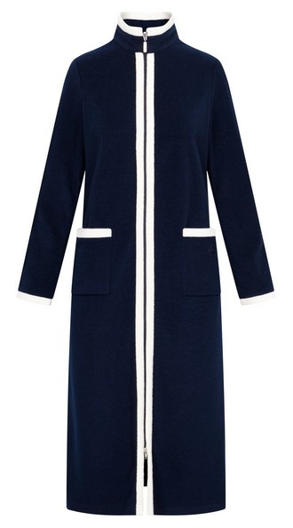 Féraud - Rösch  FÉRAUD Kuscheliger Bademantel lang Hausmantel mit Reißverschluß Fleece Fb.navy-dunkelblau