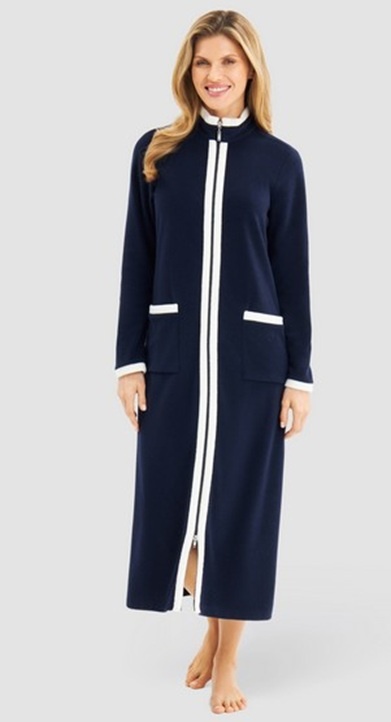 Féraud - Rösch  FÉRAUD Kuscheliger Bademantel lang Hausmantel mit Reißverschluß Fleece Fb.navy-dunkelblau
