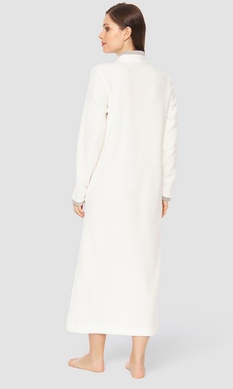 Féraud - Rösch  Angebot FÉRAUD Kuscheliger Bademantel lang Hausmantel mit Reißverschluß Fleece Fb.ivoiry