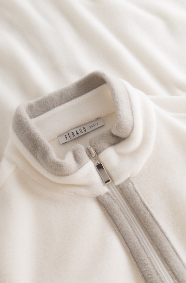 Féraud - Rösch  Angebot FÉRAUD Kuscheliger Bademantel lang Hausmantel mit Reißverschluß Fleece Fb.ivoiry