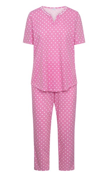 Féraud - Rösch    Rösch Damen Pyjama kurz 7/8 Tupfen Jersey fuchsia 100% Baumwolle