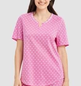 Féraud - Rösch Rösch Damen Pyjama kurz 7/8 Tupfen Jersey fuchsia 100% Baumwolle