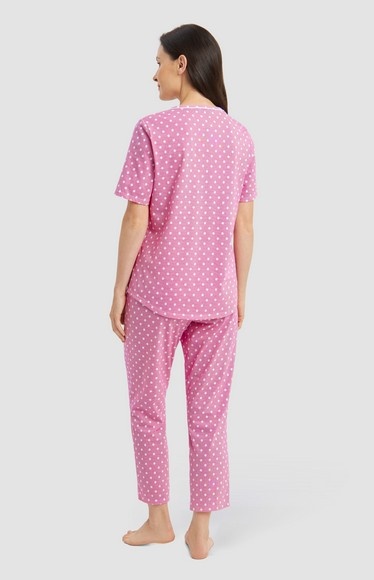 Féraud - Rösch    Rösch Damen Pyjama kurz 7/8 Tupfen Jersey fuchsia 100% Baumwolle