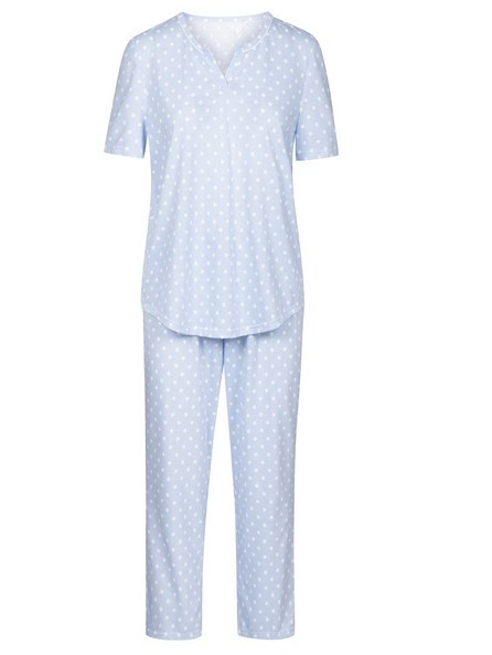 Féraud - Rösch    Rösch Damen Pyjama kurz 7/8 Tupfen Jersey skyblue 100% Baumwolle  -