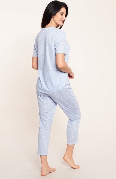 Féraud - Rösch    Rösch Damen Pyjama kurz 7/8 Tupfen Jersey skyblue 100% Baumwolle  -