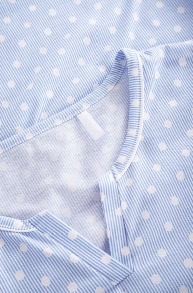 Féraud - Rösch    Rösch Damen Pyjama kurz 7/8 Tupfen Jersey skyblue 100% Baumwolle  -