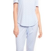 Féraud - Rösch    Rösch Damen Pyjama kurz 7/8 Tupfen Jersey skyblue 100% Baumwolle  -