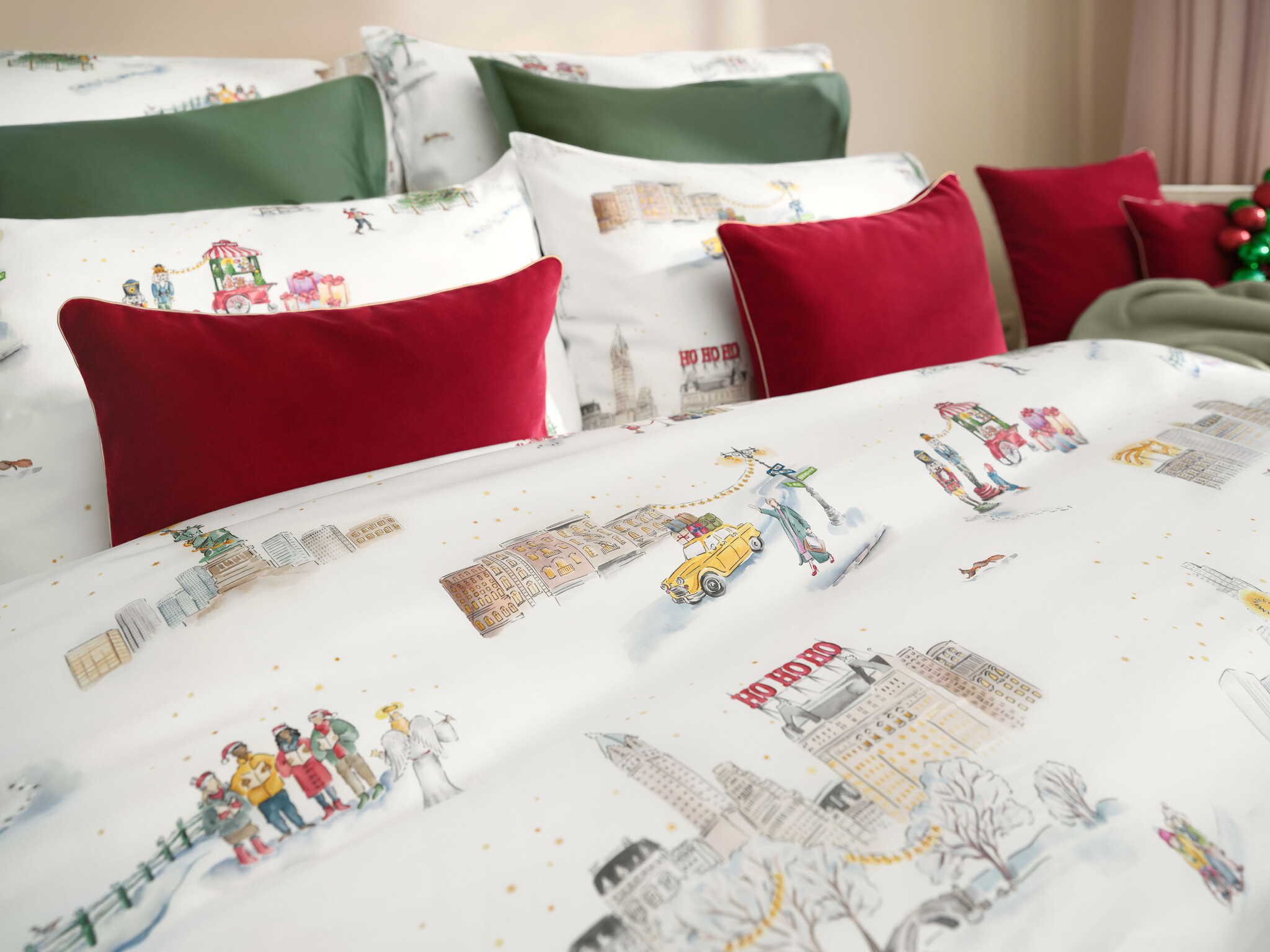 Schlossberg  Schlossberg  Santa in NY Weihnachtsbettwäsche Winterbettwäsche feiner schweizer Satin