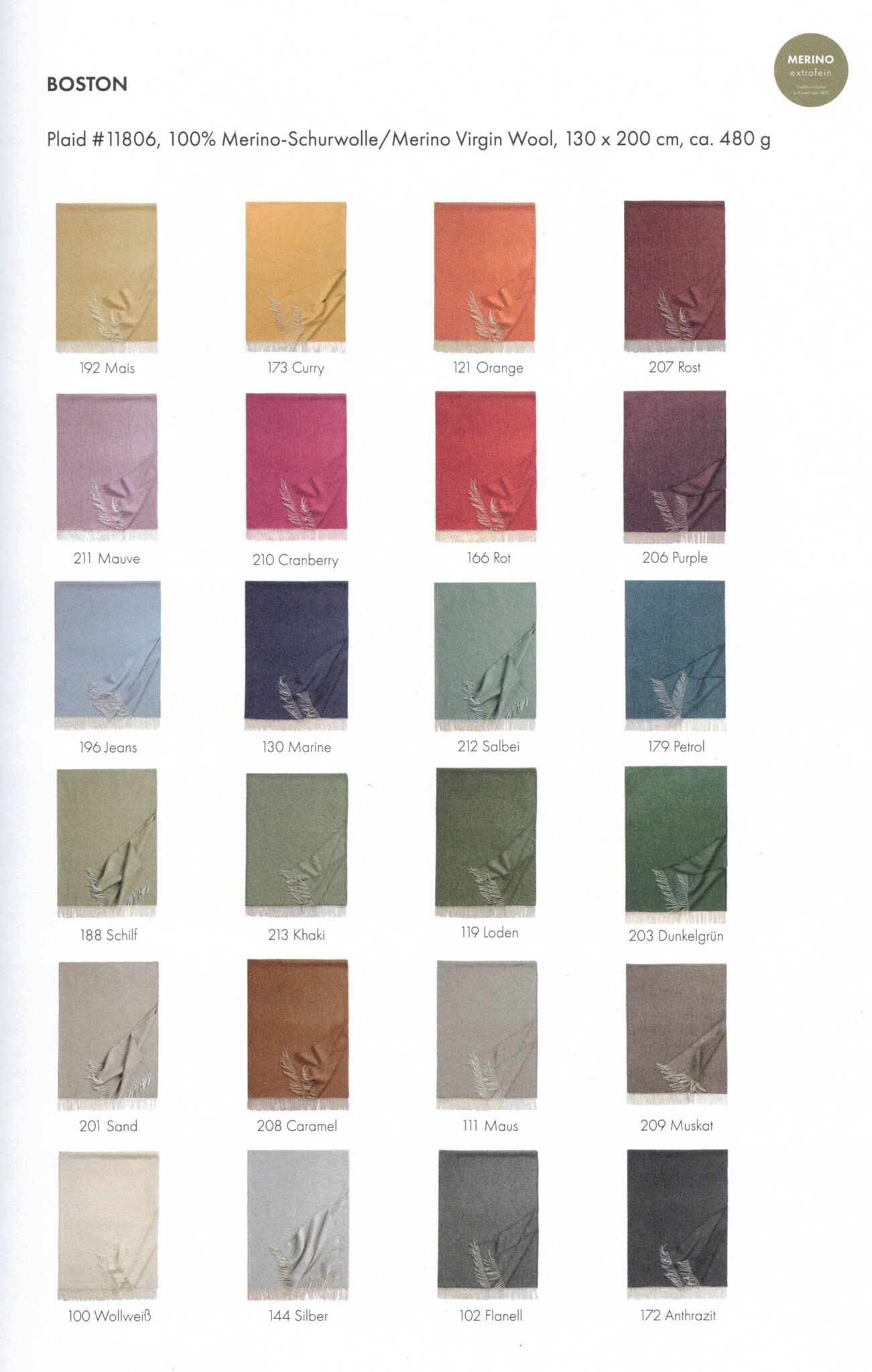 Eagle Produkts Feines Plaid Boston Lammwolle 130x200 cm -24 tolle Farben !