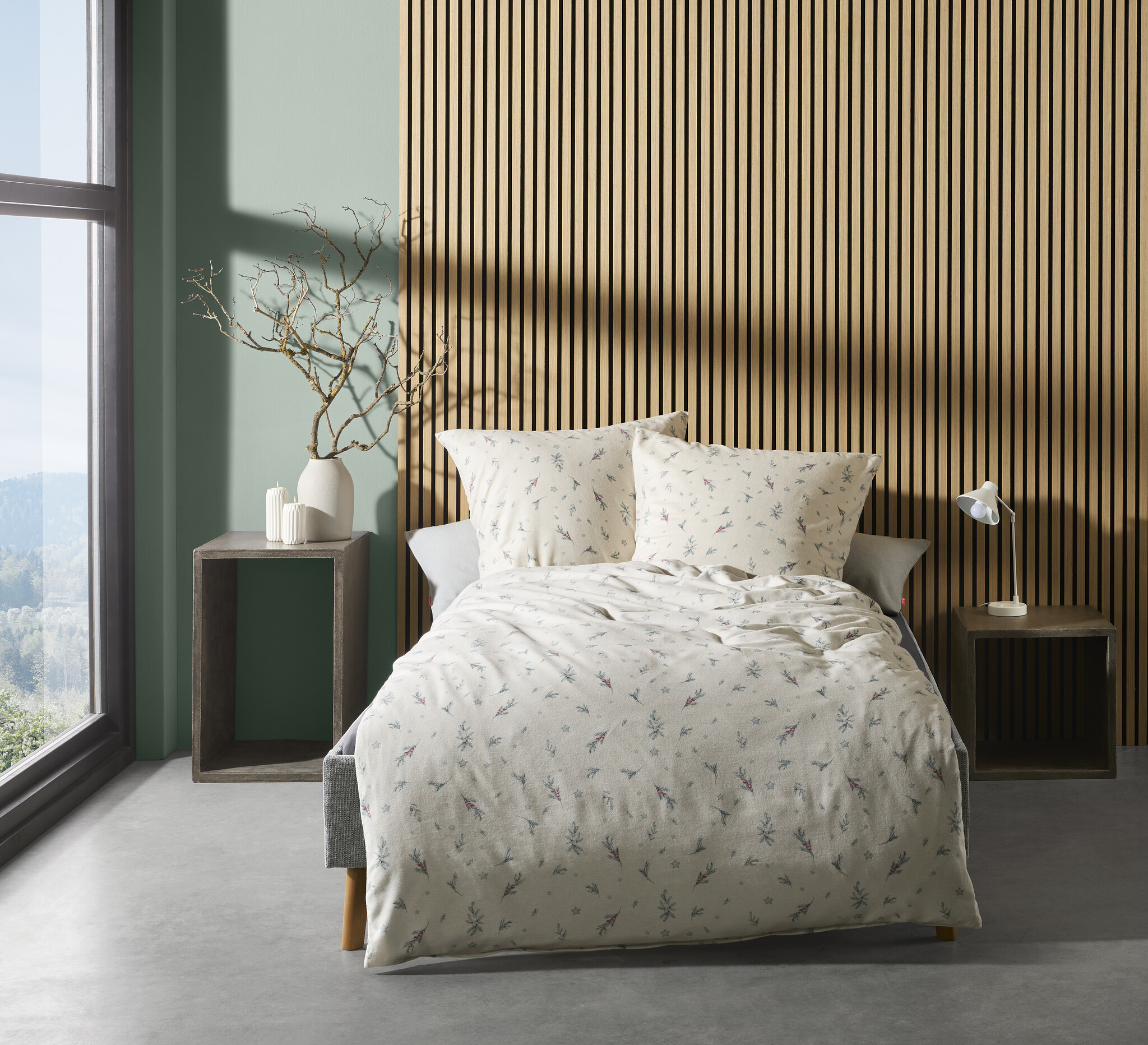 fleuresse – Hochwertige Bettwäsche Fleuresse ASPEN - Feinbiber Bettwäsche 434556-1 Rot-grün