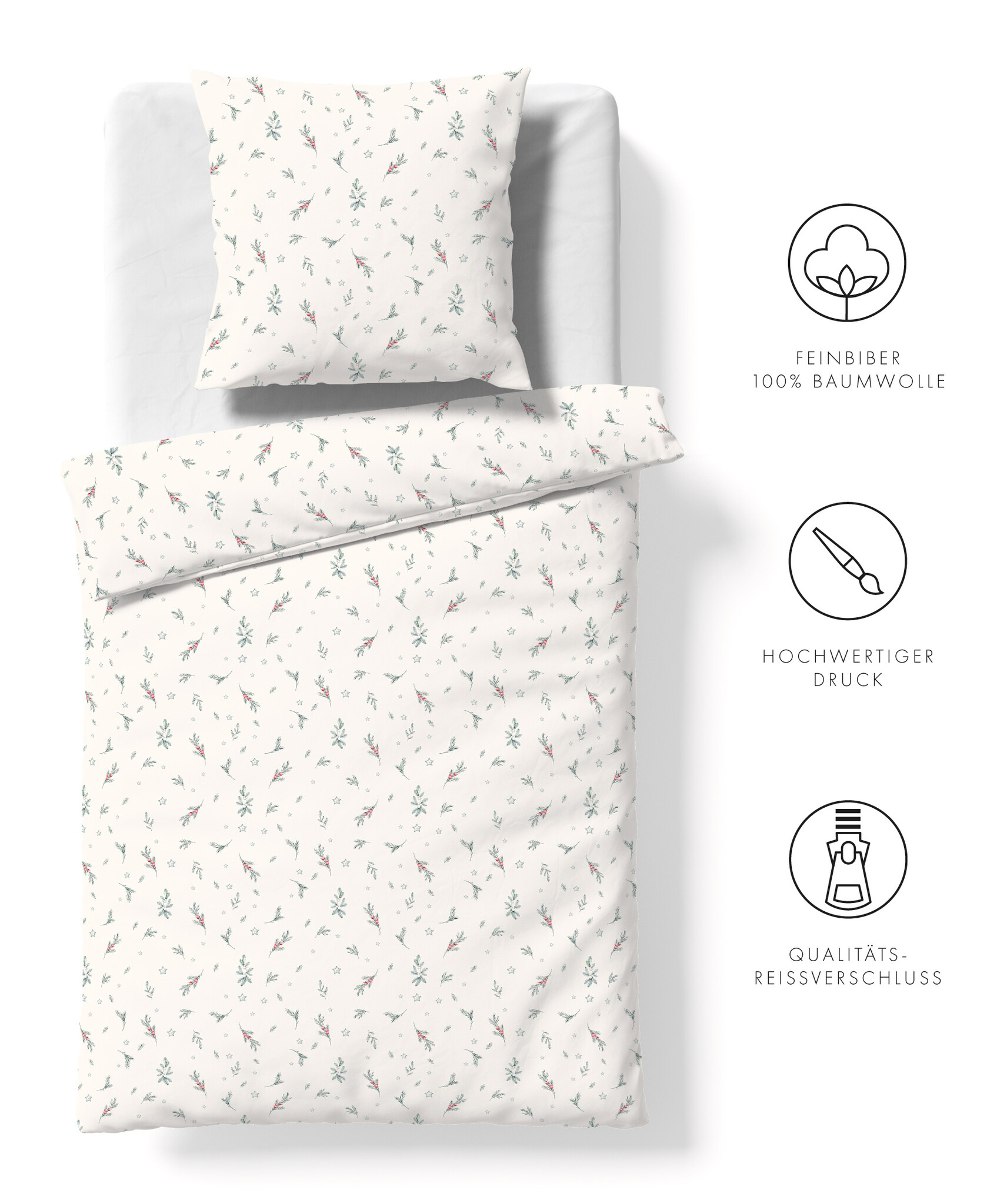 fleuresse – Hochwertige Bettwäsche Fleuresse ASPEN - Feinbiber Bettwäsche 434556-1 Rot-grün