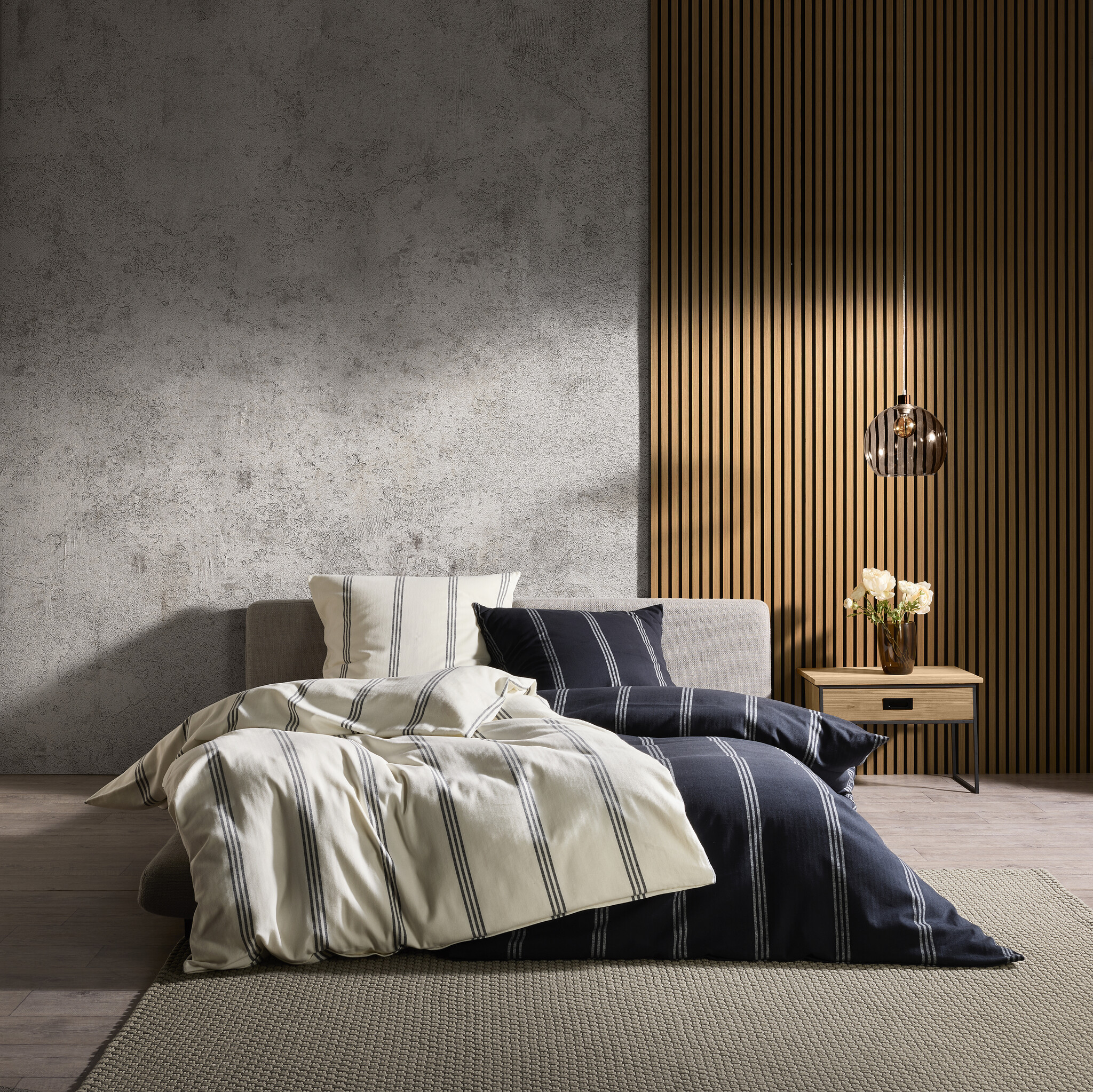 fleuresse – Hochwertige Bettwäsche Fleuresse LECH - Flanell Bettwäsche -fein gestreift- 2 Farben