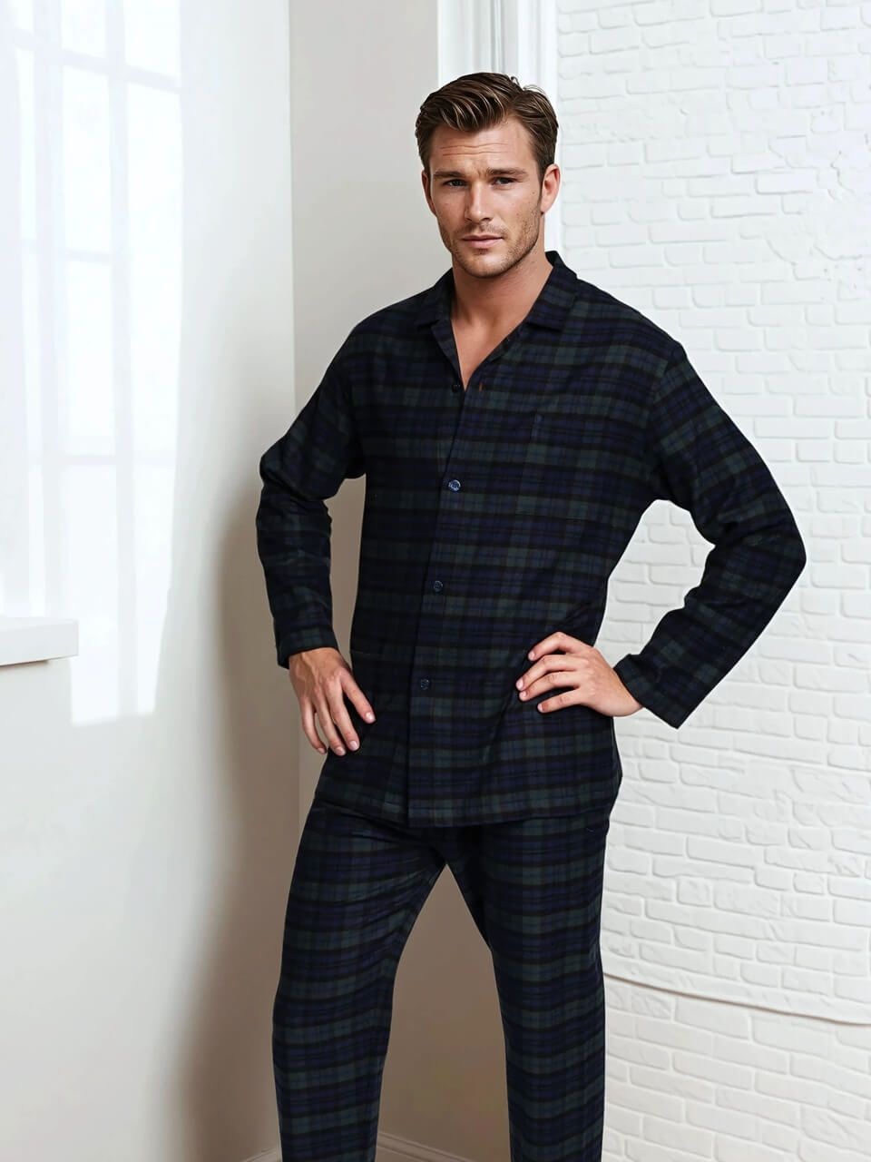 Novila   Herren Schlafanzug Gr.46-60 Novila Max 8030/24.212-Grün