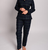 Novila Damen Schlafanzug Flanell Helena 8030 grün-gem Gr.36-46