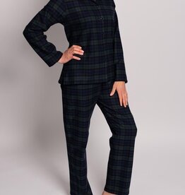 Novila Damen Schlafanzug Flanell Helena 8030 grün-gem Gr.36-46