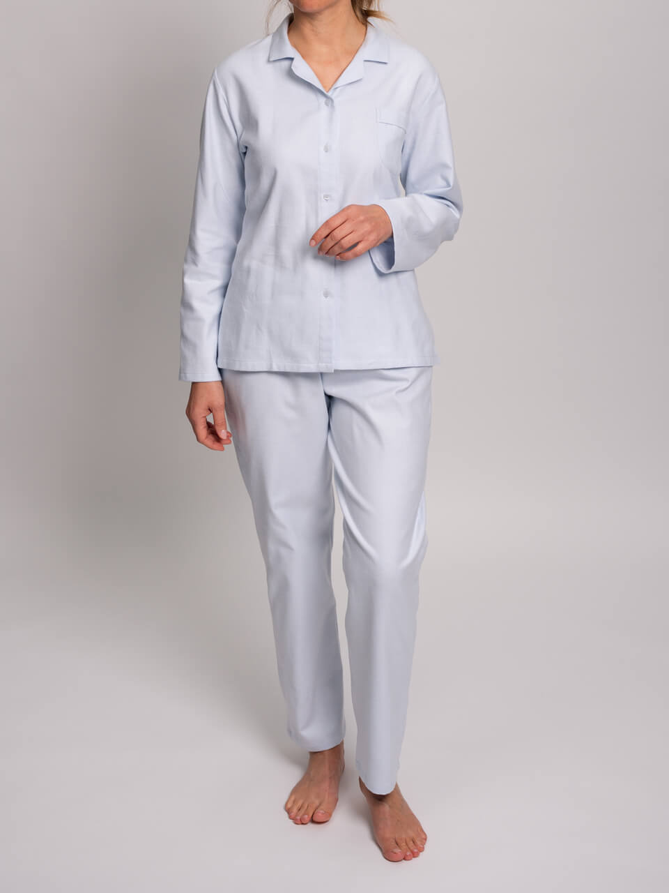 Novila Damen Schlafanzug Flanell Helena 8602 Hellblau  Gr.36-46