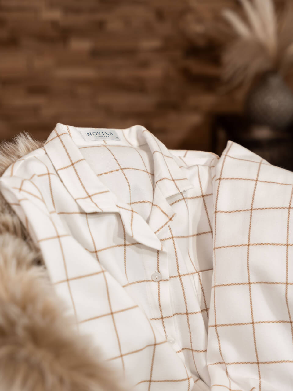 Novila Damen Schlafanzug Flanell Helena 8645 fein karriert  Gr.36-46