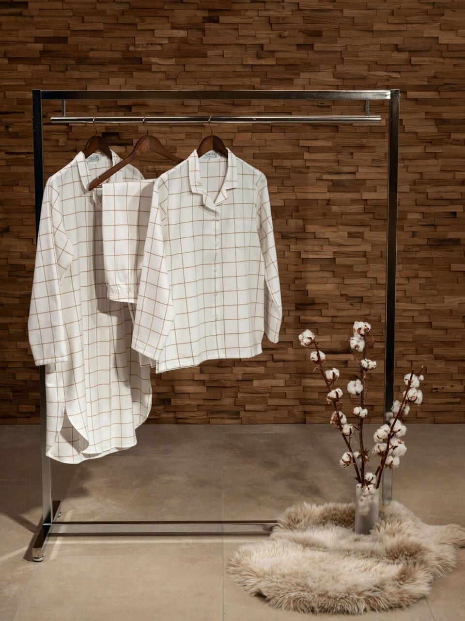 Novila Damen Schlafanzug Flanell Helena 8645 fein karriert  Gr.36-46