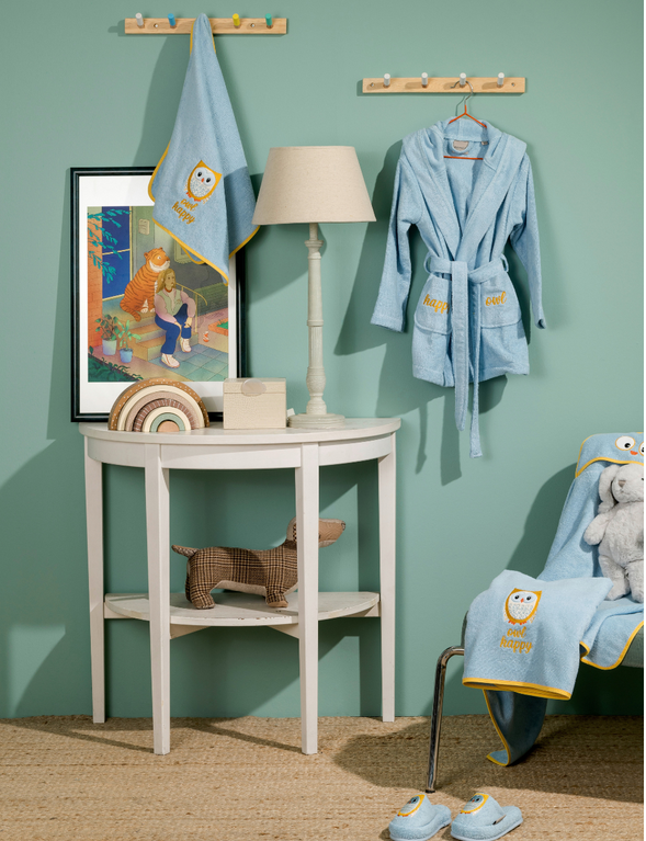 Egeria Egeria Kinder Owl / Eule Kollektion aus 100% Bio-Baumwolle  Gelb und Blau