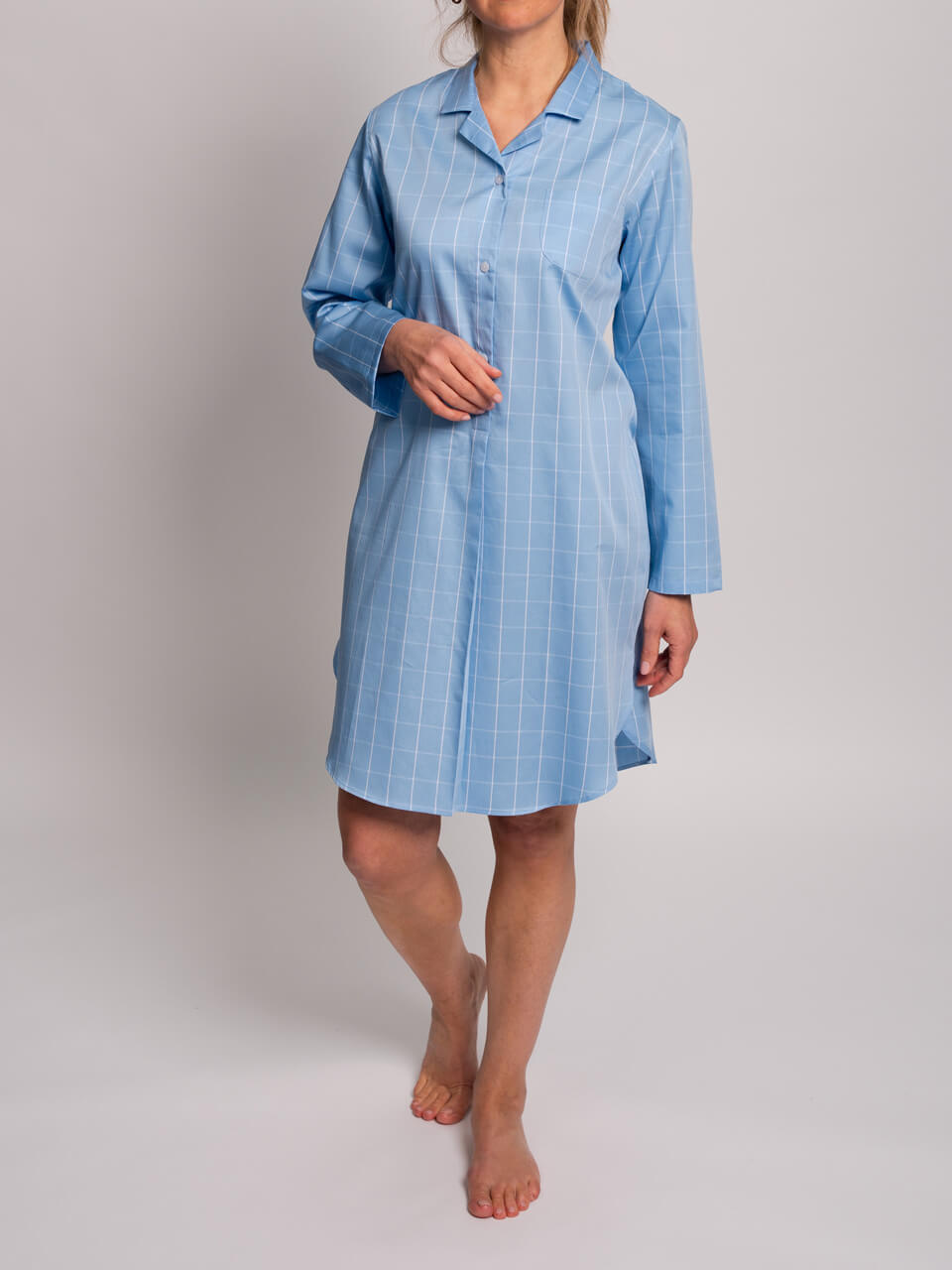 Novila  Novila Miriam 8151 Nachthemd Satin Karo – Elegantes Damen-Nachthemd aus Baumwollsatin