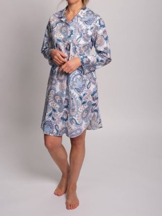 Novila    Novila  Damen Nachthemd Paisley 8667 – Premium Baumwolle Satin Nachtwäsche