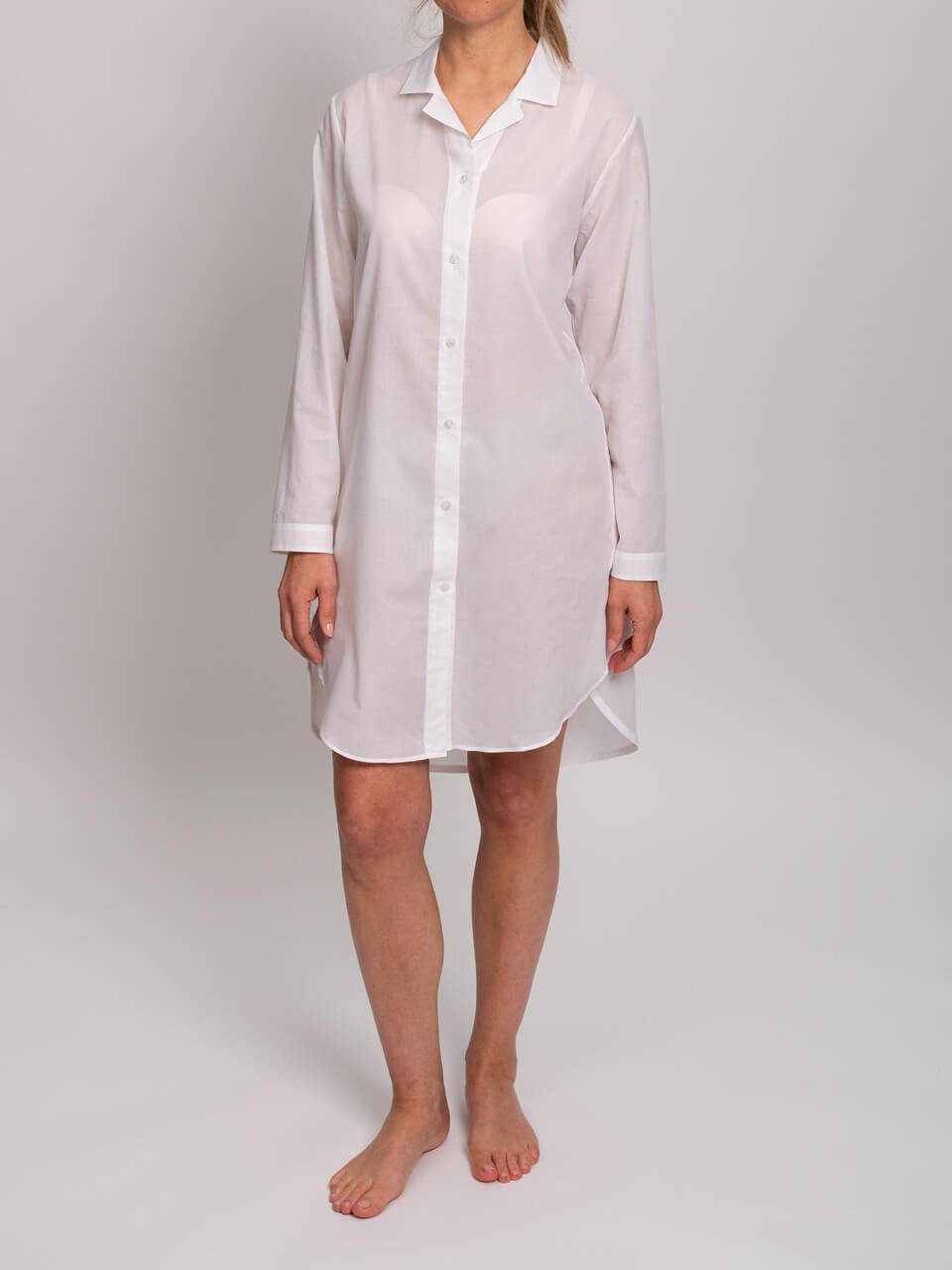 Novila   Novila Nachthemd Carla 9010 – Hemdblusenstil aus feinem Baumwollbatist | Weiß