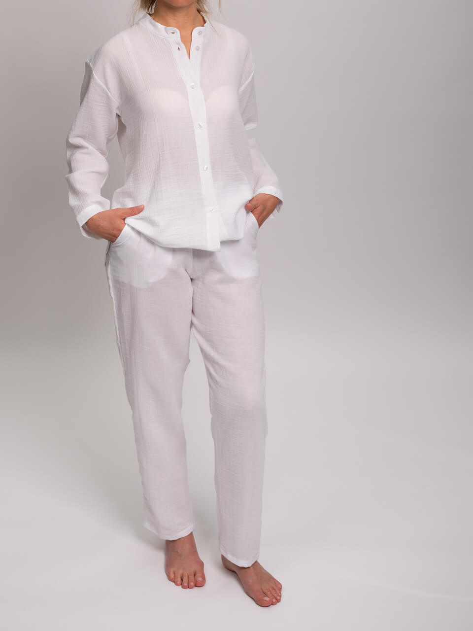 Novila  Novila Musselin Homewear Set 9022 – Bluse & lange Hose - Baumwolle