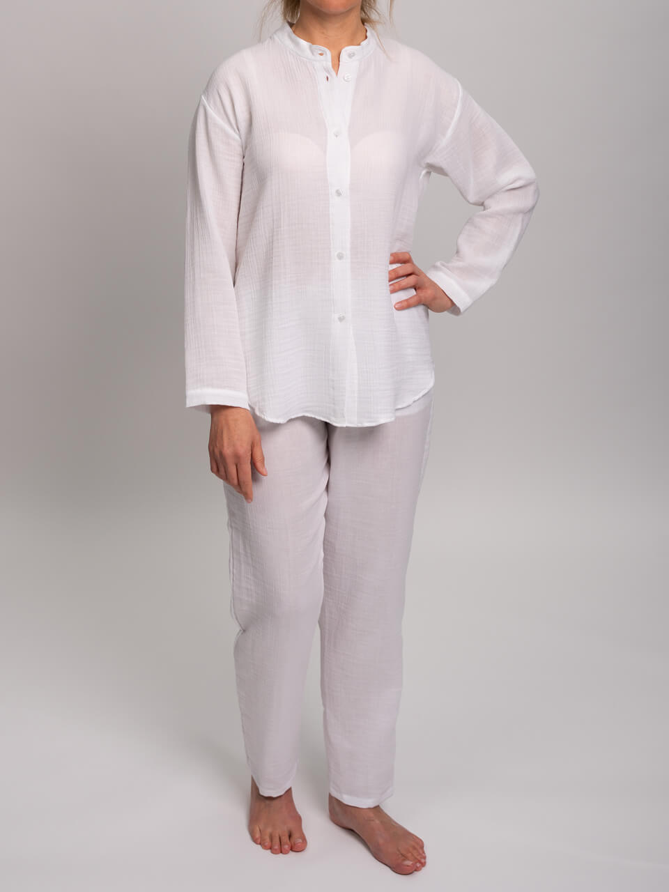 Novila  Novila Musselin Homewear Set 9022 – Bluse & lange Hose - Baumwolle