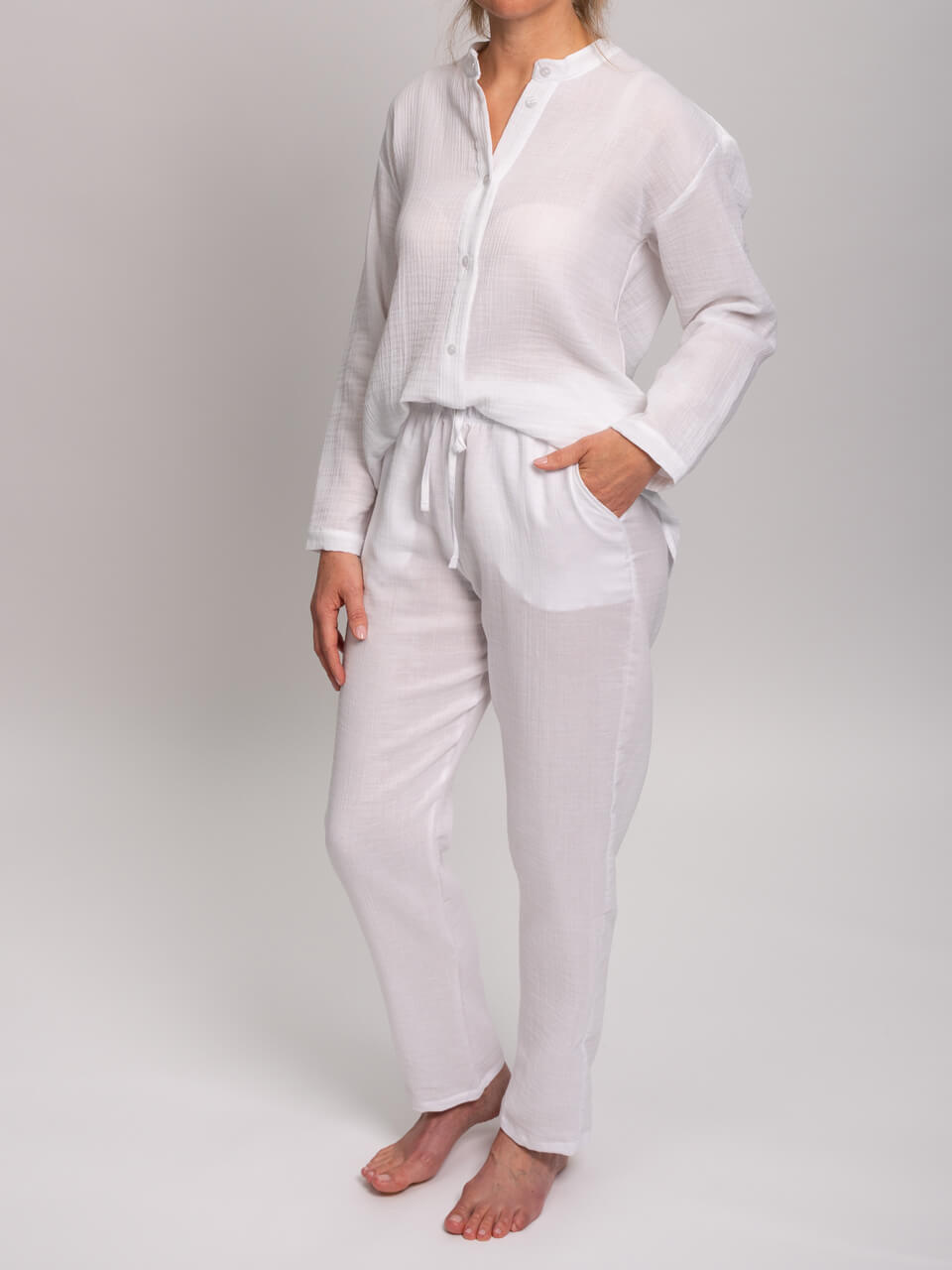 Novila  Novila Musselin Homewear Set 9022 – Bluse & lange Hose - Baumwolle