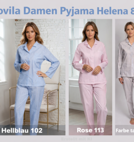 Novila Novila Damen-Pyjama Helena 8046 aus feiner Popeline 100 % Baumwolle